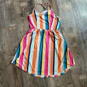Casual Pink and Orange Dress with Vibrant Style and pockets